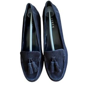 Lauren Ralph Lauren Pomona Suede Tassel Loafer SZ 8.5 Black Preppy Classic